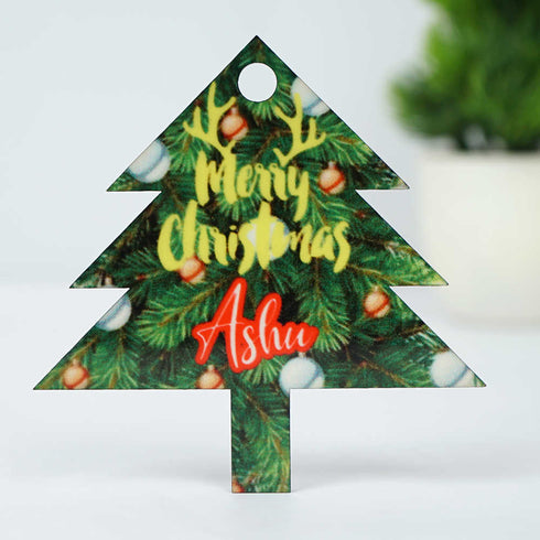 Personalised Tree Shape Ornaments for Christmas Set of 4